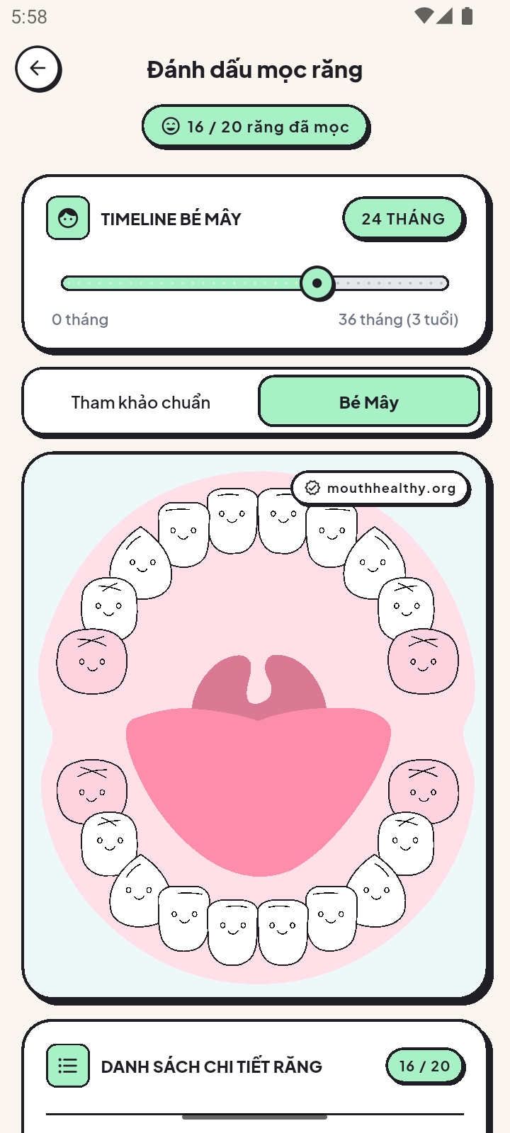 Visual Teething Chart