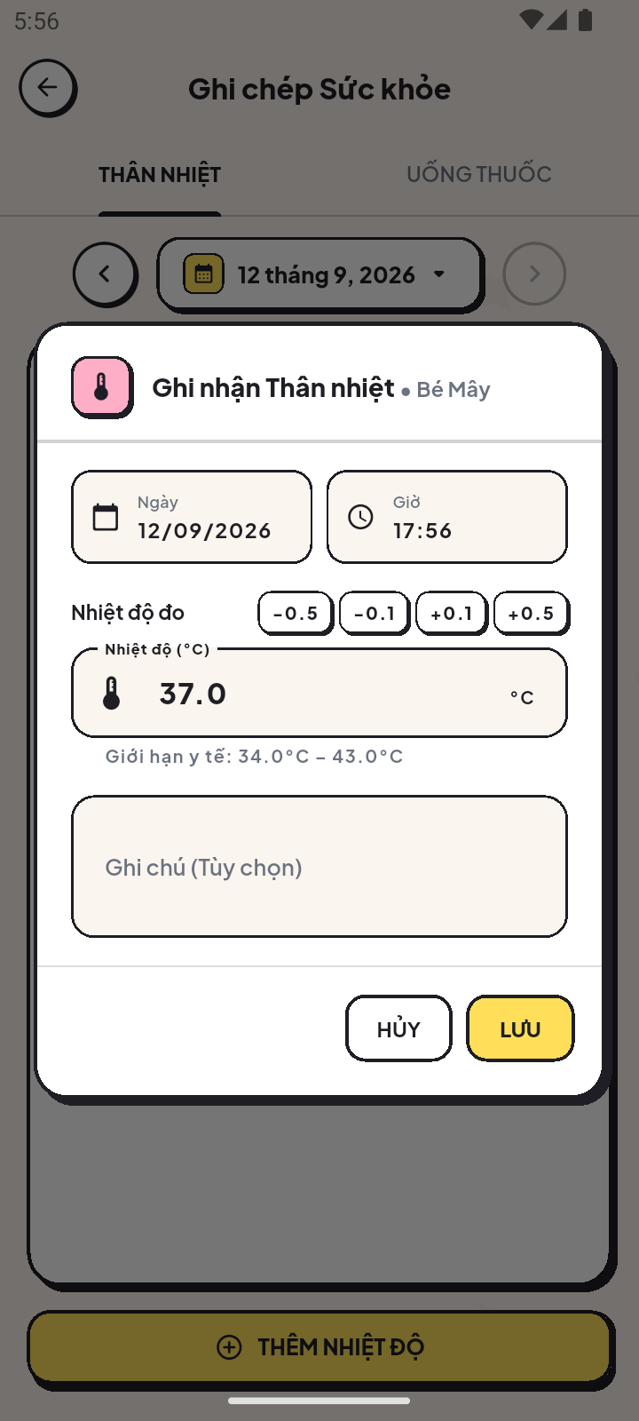 Dialog Add Temperature