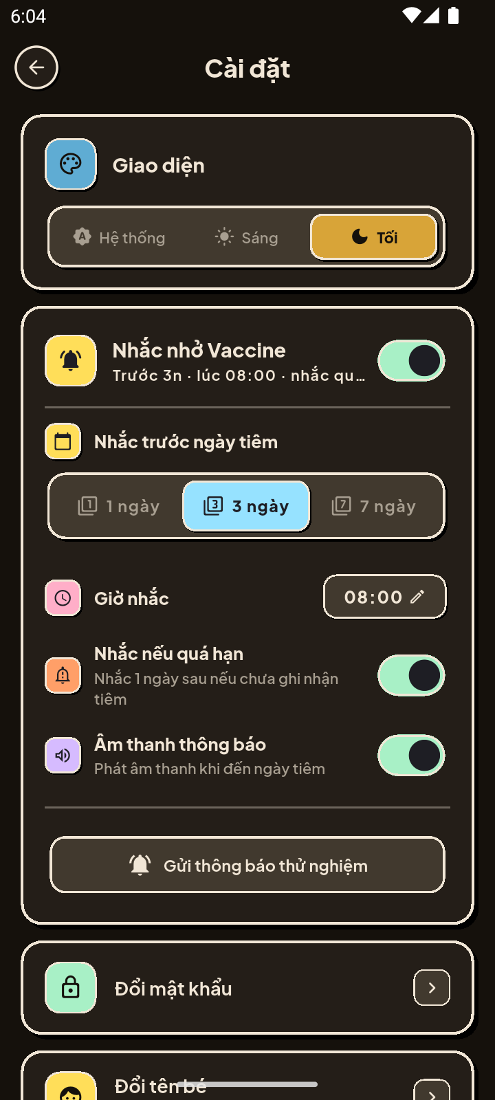 Settings Dark Mode