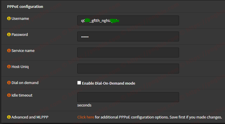 OPNsense PPPoE configuration