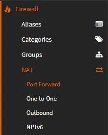 Firewall > NAT > Port Fordward