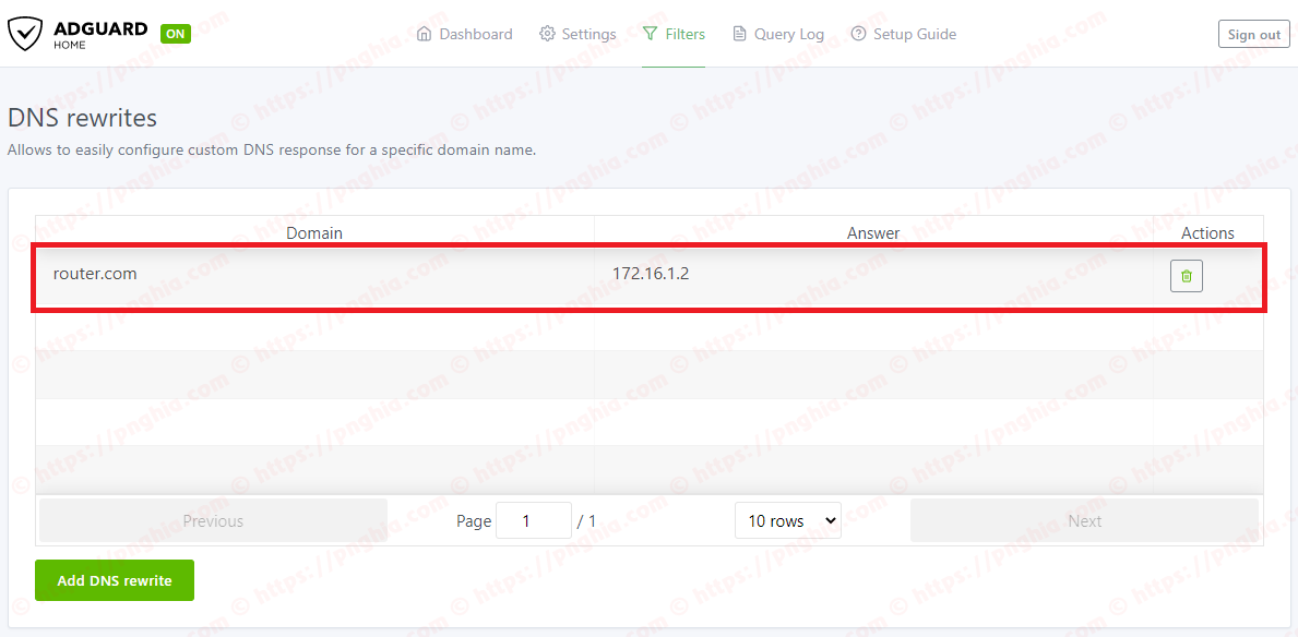 DNS rewrite